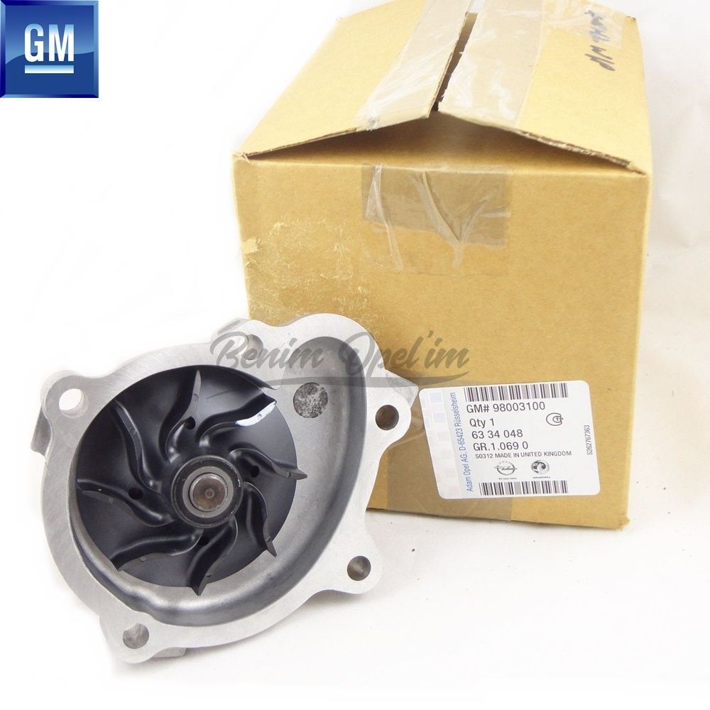 Product Code : 98003100 - Complete Recirculation Water Pump 1.7 Diesel Opel Astra G H, Combo C, Corsa C D, Meriva A, Zafira A B GM Original 98003100 - 6334048