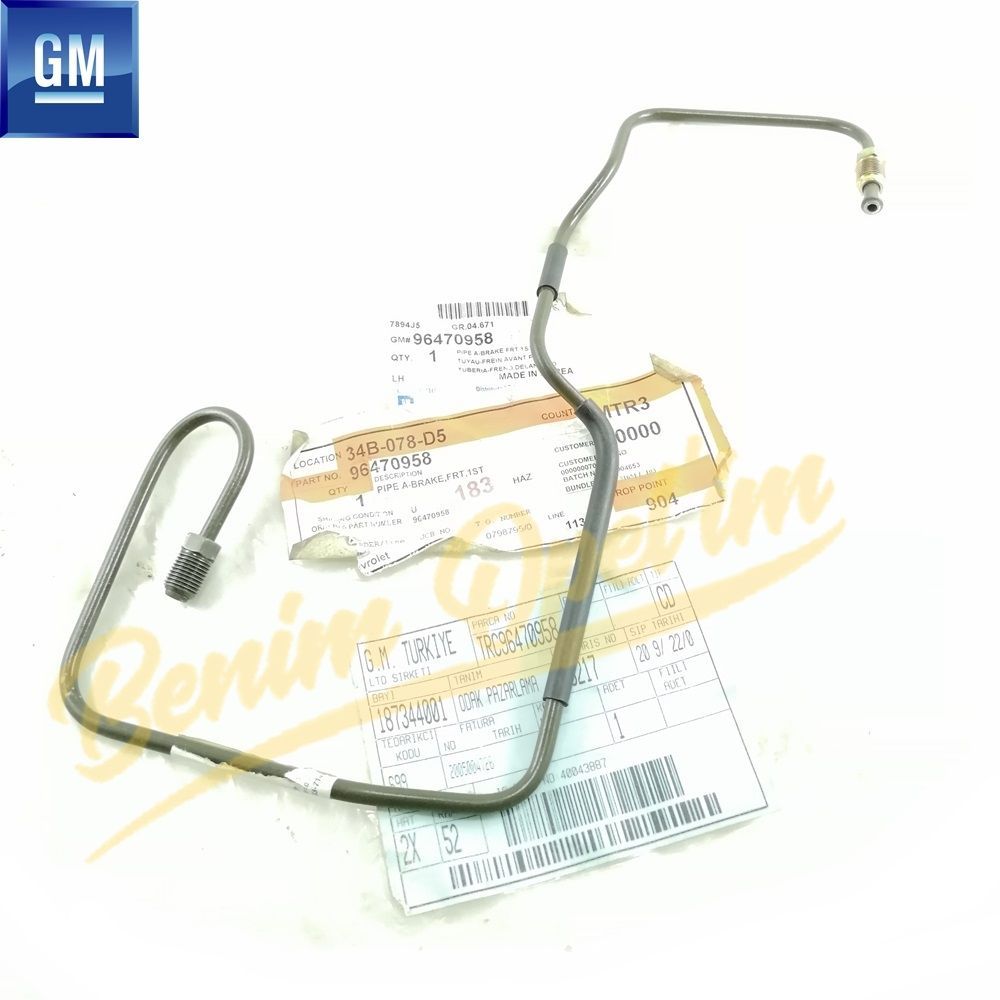 Product Code : 96470958 - Front Main Brake Pipe Chevrolet Aveo T250, Aveo T255, Kalos GM Genuine 96470958