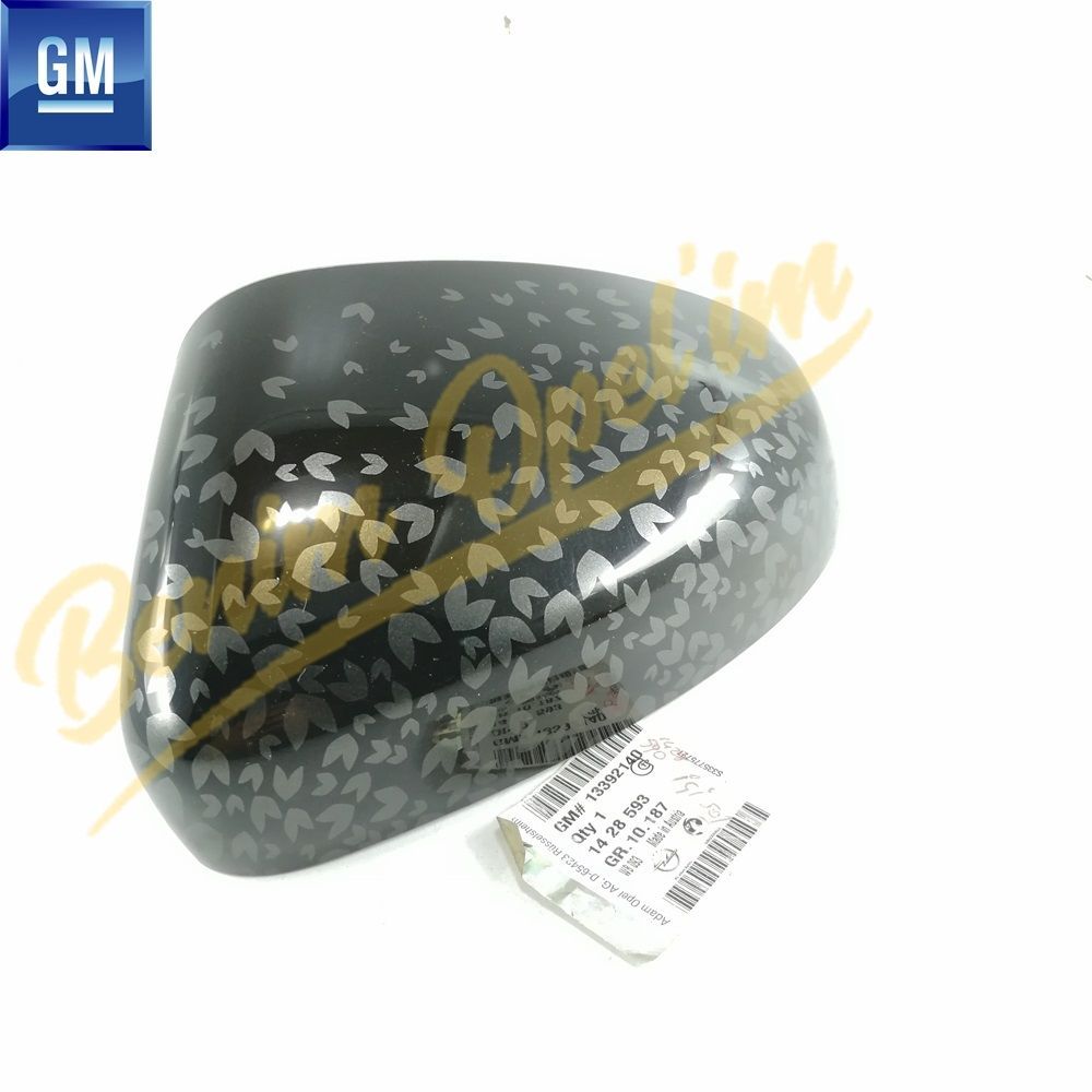 Opel Adam Pattern Right Outside Rear View Mirror Cover Black GM Genuine 1428593 - 13392140