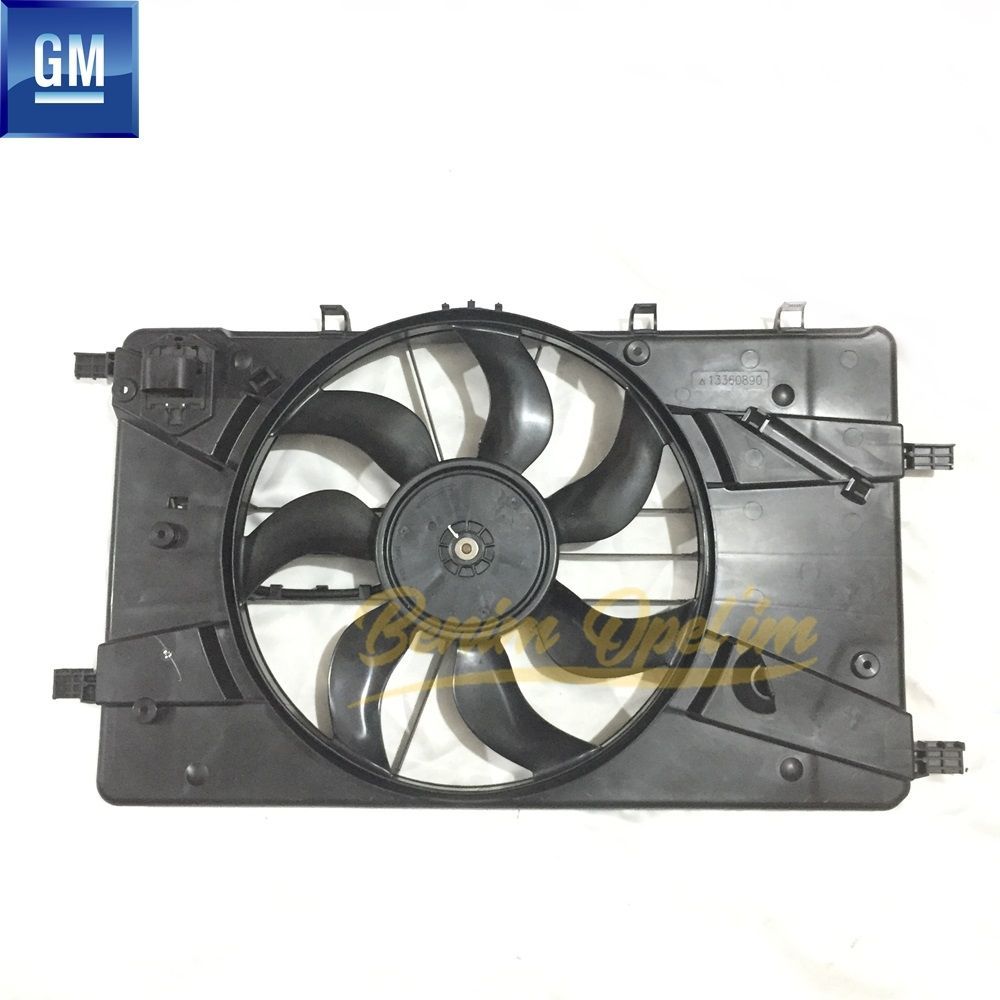 Complete Radiator Fan Motor with Hood 1.4/1.6/1.7/2.0 Chevrolet Cruze, Opel Astra J, Insignia A, Zafira C GM Original 1341113 - 13427161 - 13427161