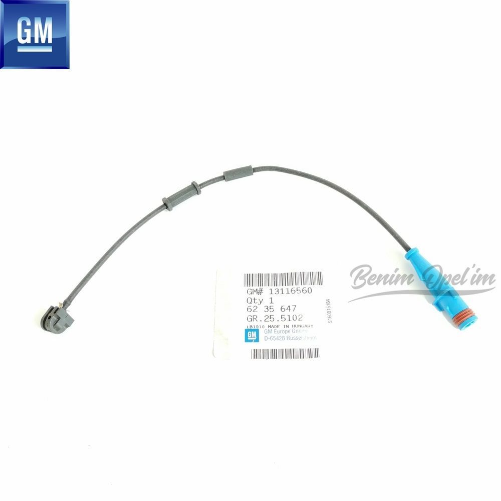 Brake Pad Warning Sensor 287mm Long Opel Astra H, Vectra C, Zafira B GM Genuine 6235647 - 13116560 - 13116560