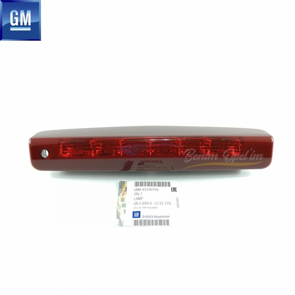 Opel Astra H HB Complete Rear Additional Stop Lamp Red GM Original 1222778 - 93190795