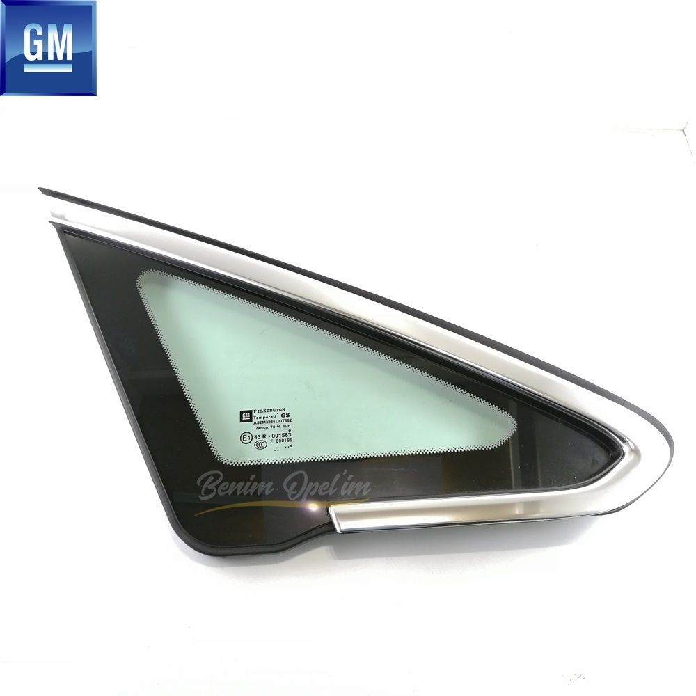 Opel Astra J Nickel Plated Right Front Fixed Corner Glass GM Original 5161216 - 13390015