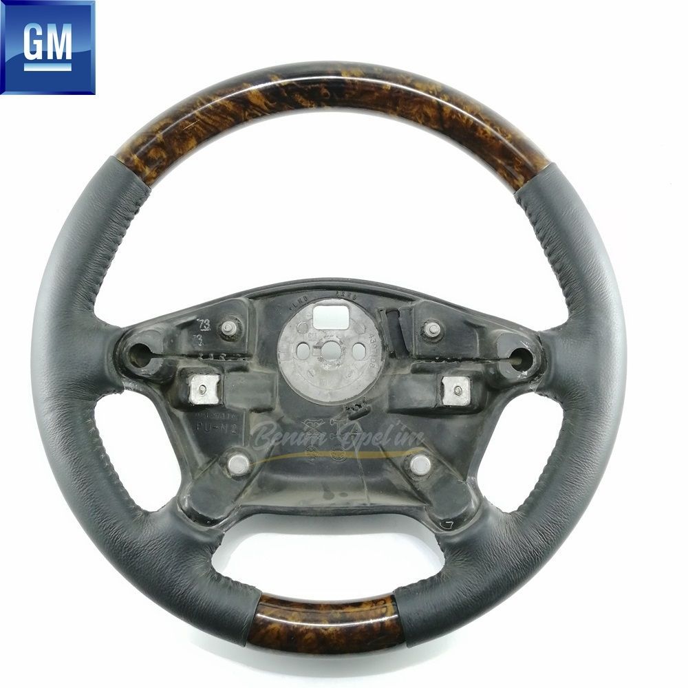 Product Code : 913215 - Opel Vectra B Mahogany Veneer Four-spoke Steering Wheel Black Leather GM Genuine 913215 - 90437781