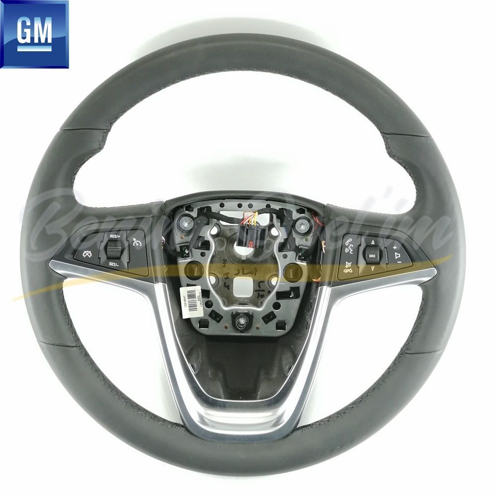 Opel Insignia A Complete Steering Wheel Remote Control Chrome Detailed Black Leather GM Original 13294295 - 913400