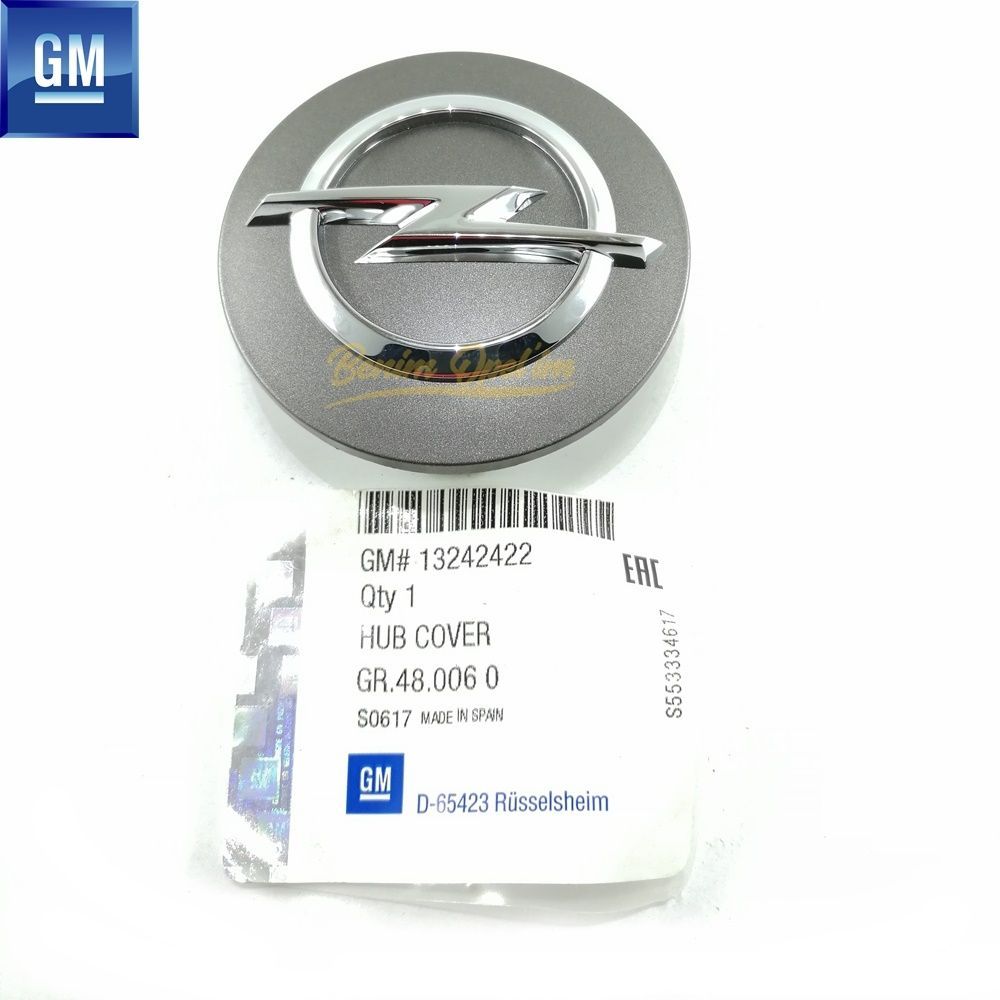 Product Code : 13242422 - Opel Astra J, Insignia A Wheel Hub Opel Emblem Light Grey 65mm GM Original 13242422