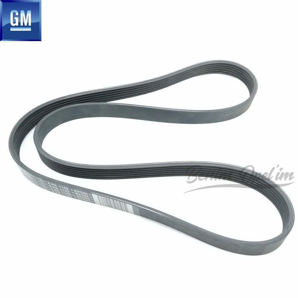 Alternator V Belt 6PK1182 21.36X1182mm 1.3 Diesel (HL) Opel Astra H, Corsa C D, Meriva A B, Tigra B, Agila A B GM Genuine 6340615 - 55185077