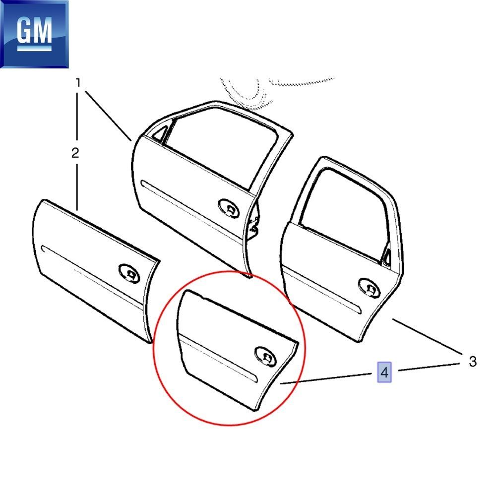 Opel Meriva A Left Rear Door Sheet GM Original 93174702 - 5128441