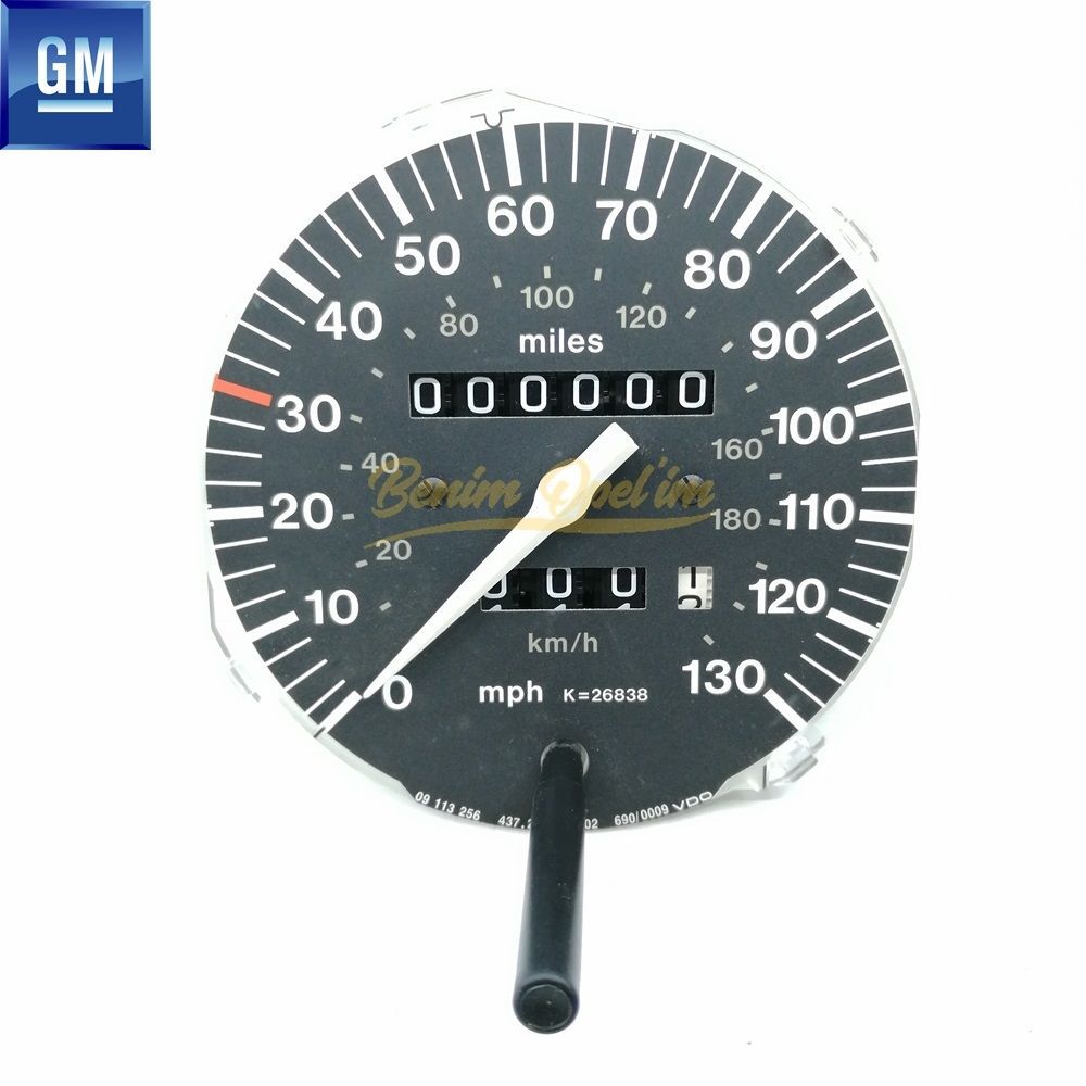 Opel Corsa B, Tigra A Spindle And Mileage Indicator Clock Black 130Km/H GM Original 6260078 - 9113256