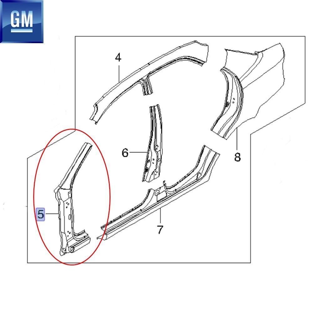 Chevrolet Kalos Left Front A Pillar Outer Sheet GM Genuine 96410758