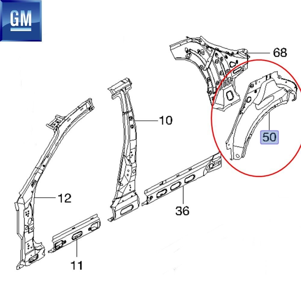 Chevrolet Lacetti J200 Side Panel Skirt Sheet GM Genuine 95952895