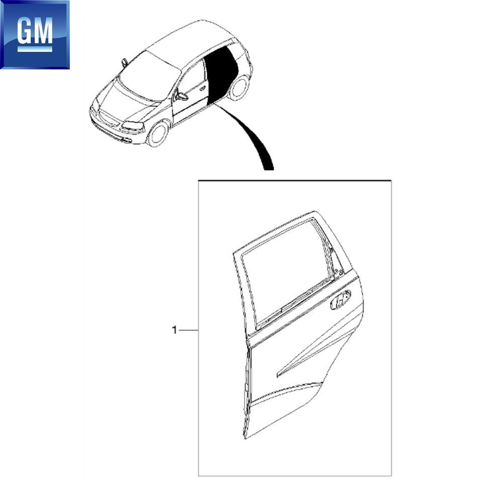 Chevrolet Kalos HB Complete Right Rear Door Sheet GM Original 96897408