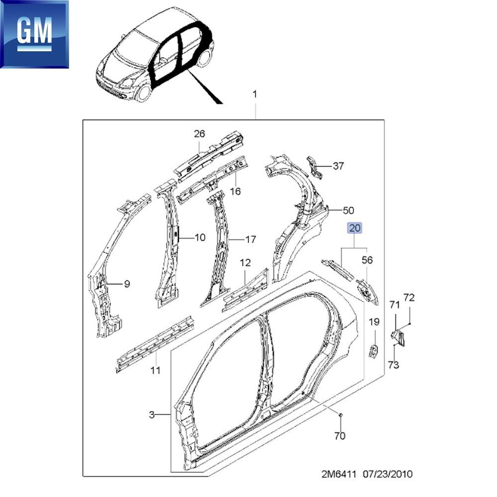 Product Code : 96599833 - Chevrolet Spark M200 Left Rear Tail Lamp Sheet GM Original 96599833