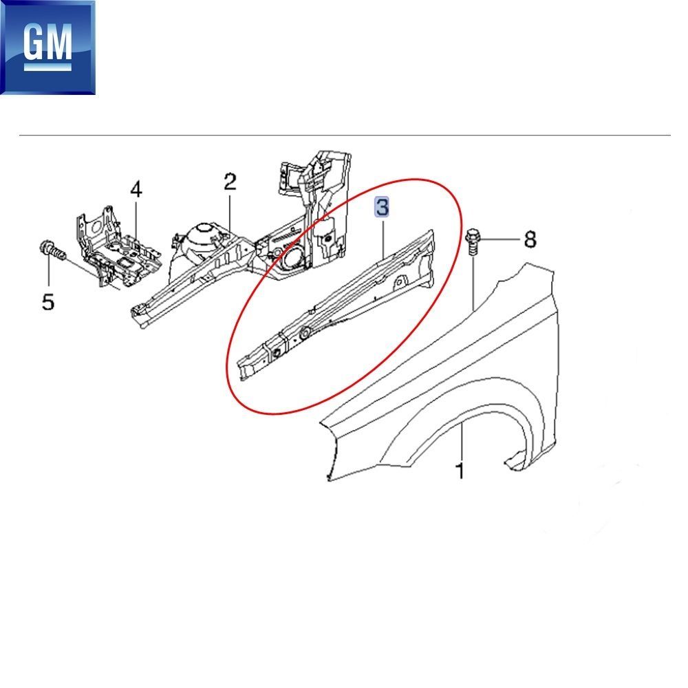 Chevrolet Lacetti J200 Left Front Fender Outer Carrier Sheet GM Original 96544461