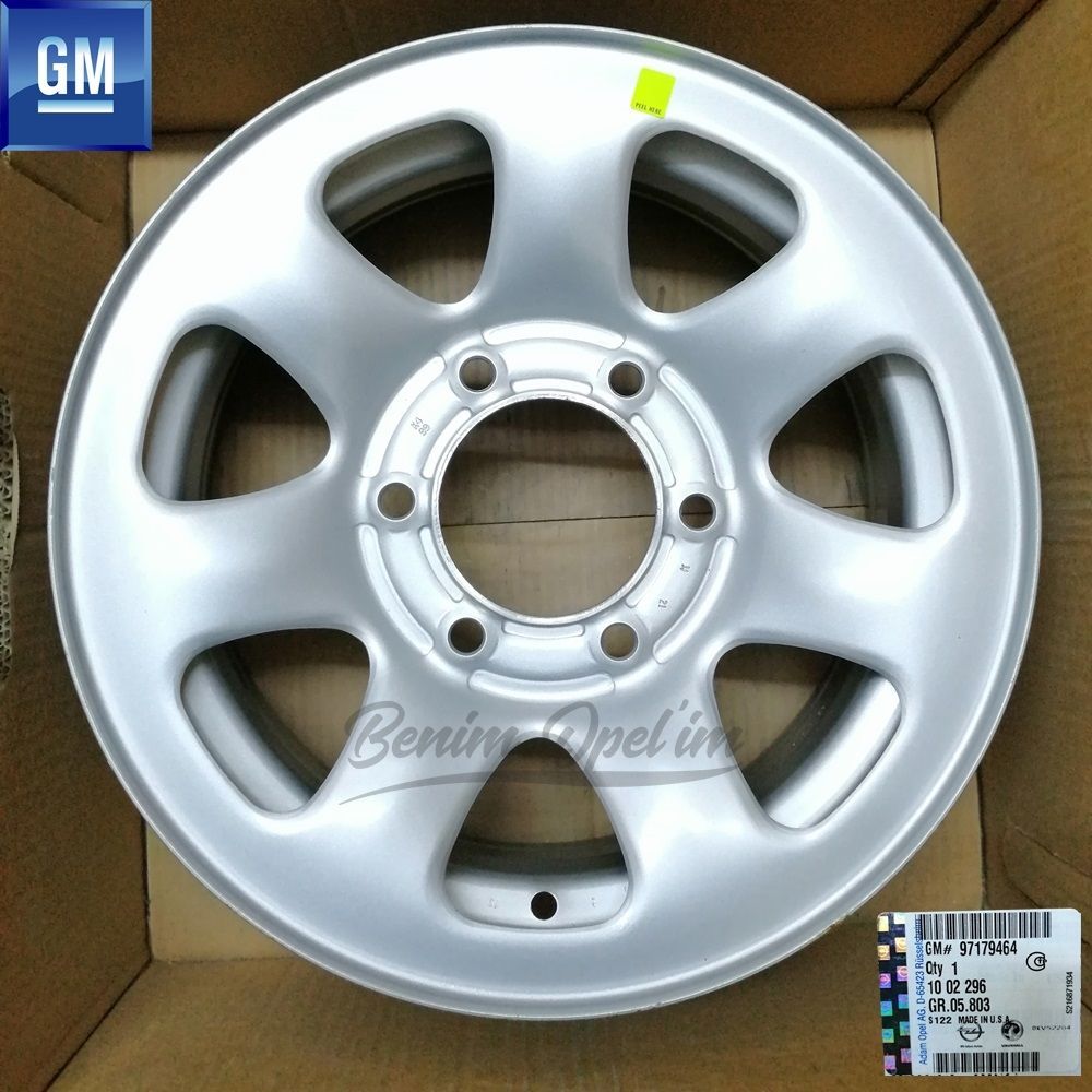 Opel Frontera B Steel Rim Silver Grey 6 Wheel 15X6.5J (235/75R15) 1 Piece Price GM Genuine 1002296 - 97179464