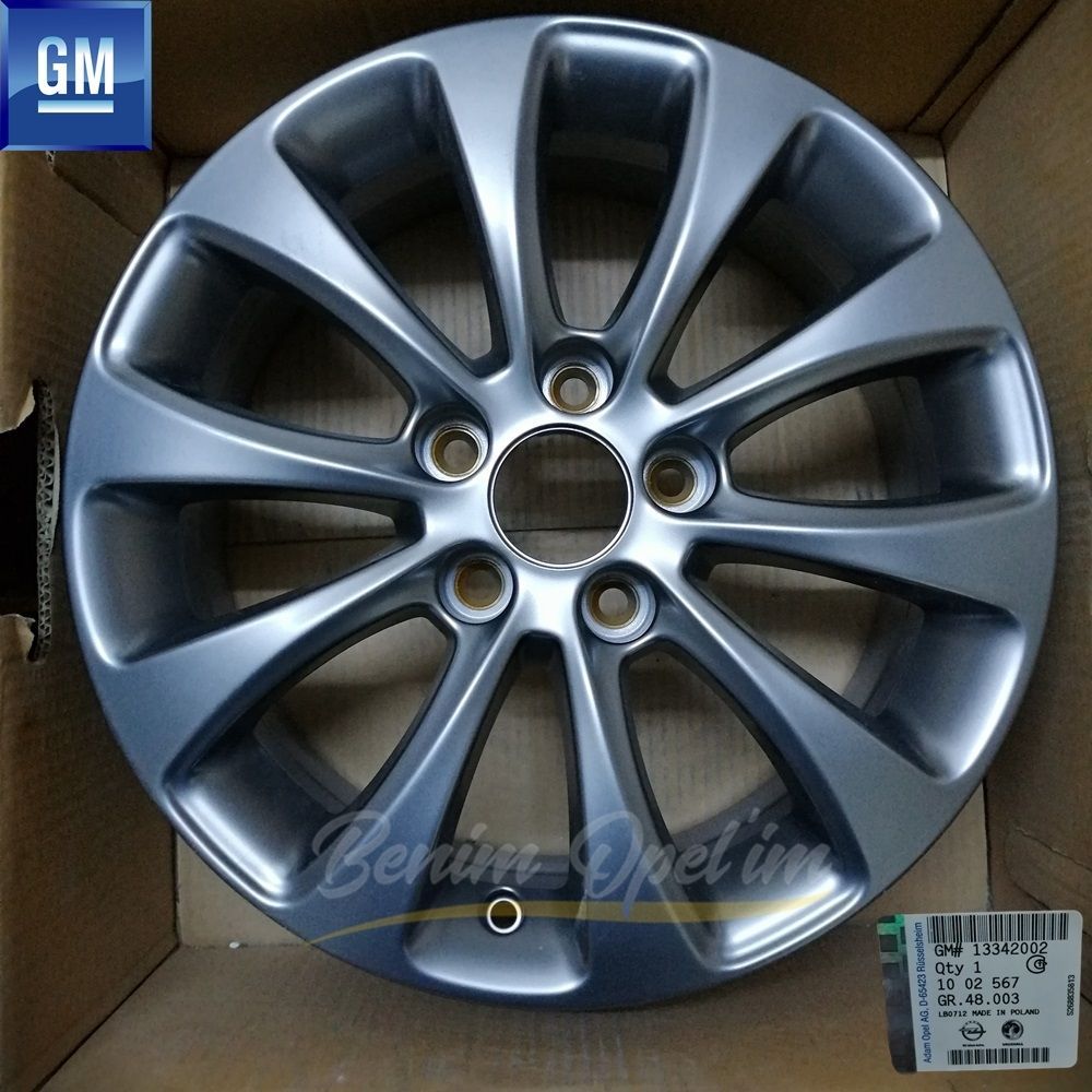 Opel Astra H, Zafira B 5 Wheel Steel Rim Dark Titan 6.5Jx16 (Aag6 (Piece Price) GM Genuine 1002547 - 13342002