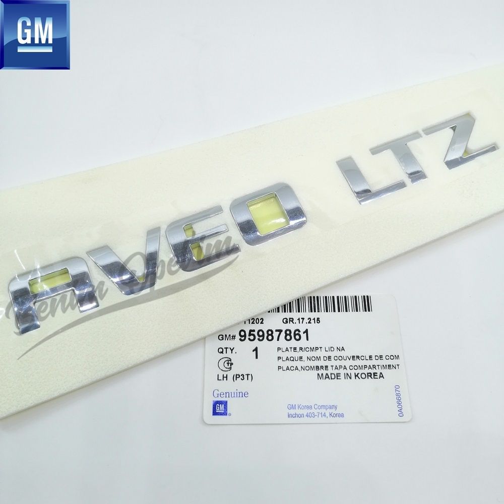 Product Code : 95987861 - Chevrolet Aveo T300 Aveo Ltz Lettering Chrome GM Genuine 95987861