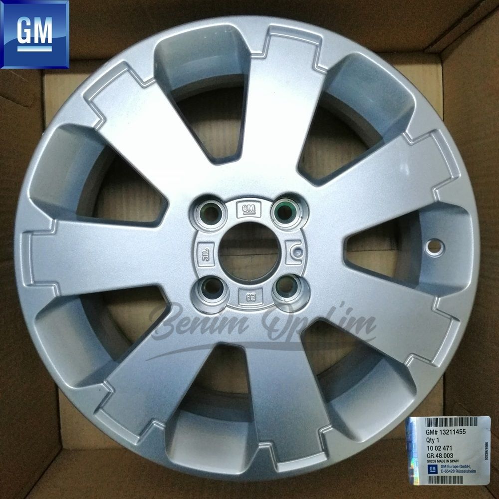 Opel Meriva A Steel Wheel Rim Silver Grey 4 Wheel 6Jx15 Code: E9, Et43 1 Piece Price GM Genuine 1002471 - 13211455 - 13211455