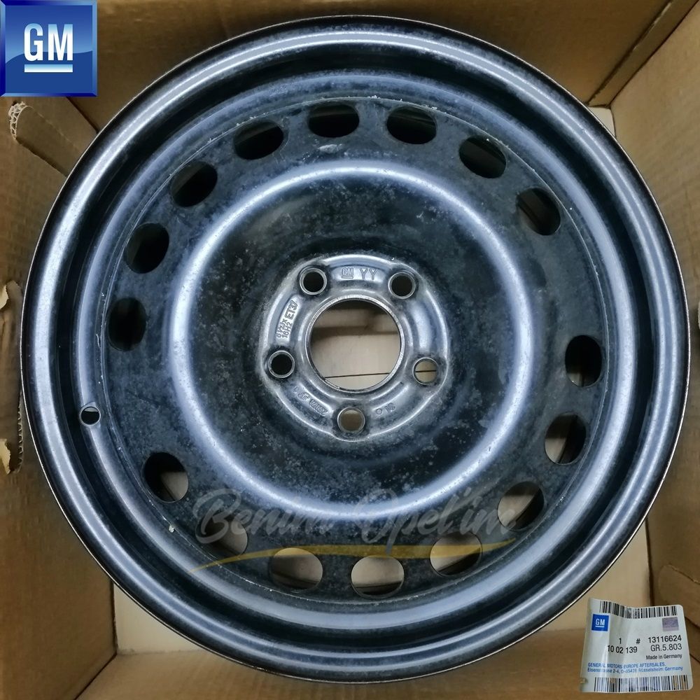 5 Spoke Black Wheel 6.5Jx16 16 Inch Code: YY Opel Astra H Meriva B Zafira B 1 Piece Price GM Genuine 1002139 - 13116624 - 13116624