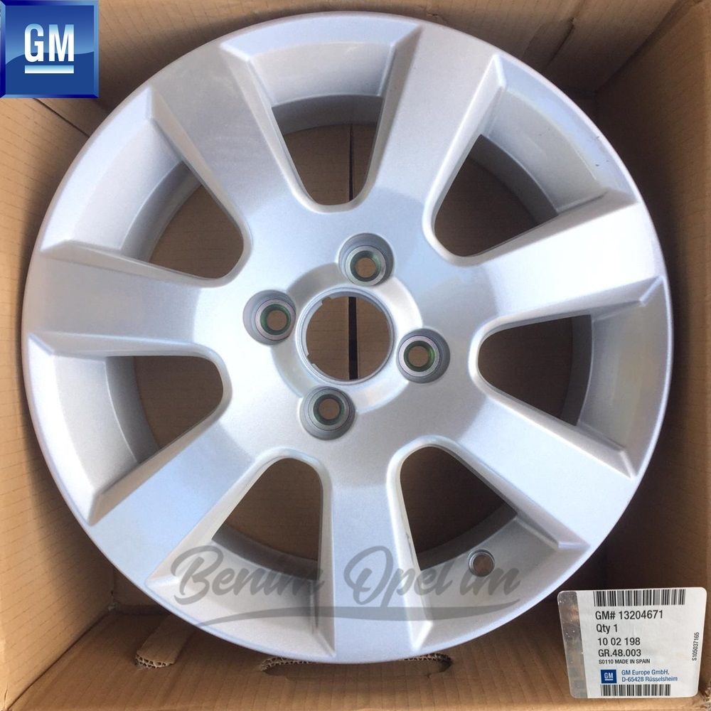 Opel Corsa C Steel Rim Silver Grey 4 Wheel 6Jx15 Code: D2 1 Piece Price GM Genuine 1002198 - 13204671 - 13204671