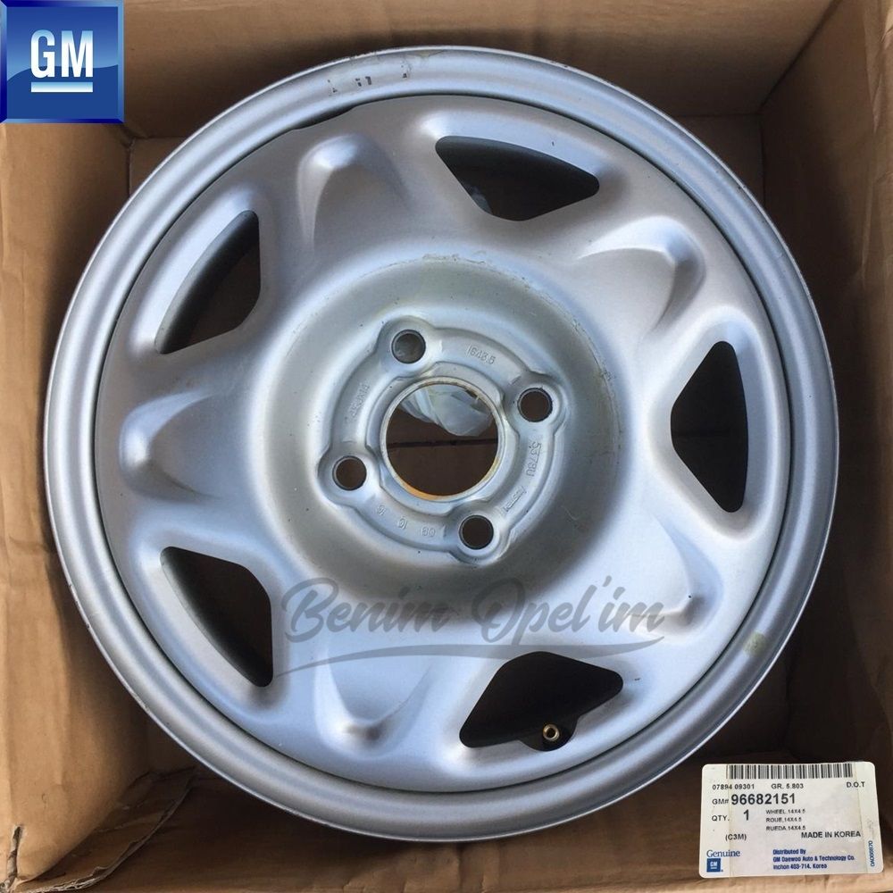 Product Code : 96682151 - Chevrolet Spark M300 Steel Rim Silver Grey 4 Wheel 14X4.5 1 Piece Price GM Genuine 96682151