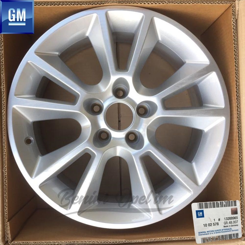 Opel Astra H Steel Wheel Rim Silver Grey 5 Wheel 7Jx17 Code: W2, YT 1 Piece Price GM Genuine 1002578 - 13288965 - 13288965