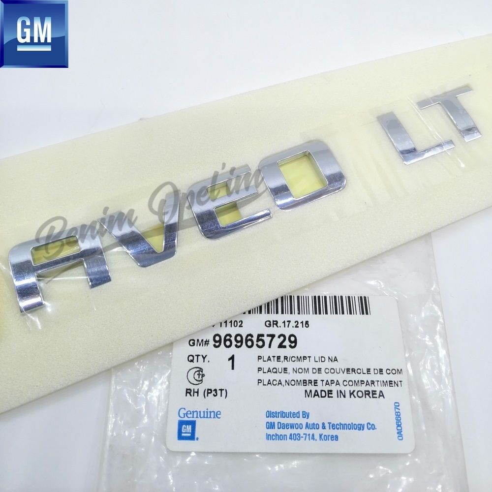 Chevrolet Aveo T300 Aveo LT Lettering Chrome (Sedan 2012-2015) GM Genuine 96965729