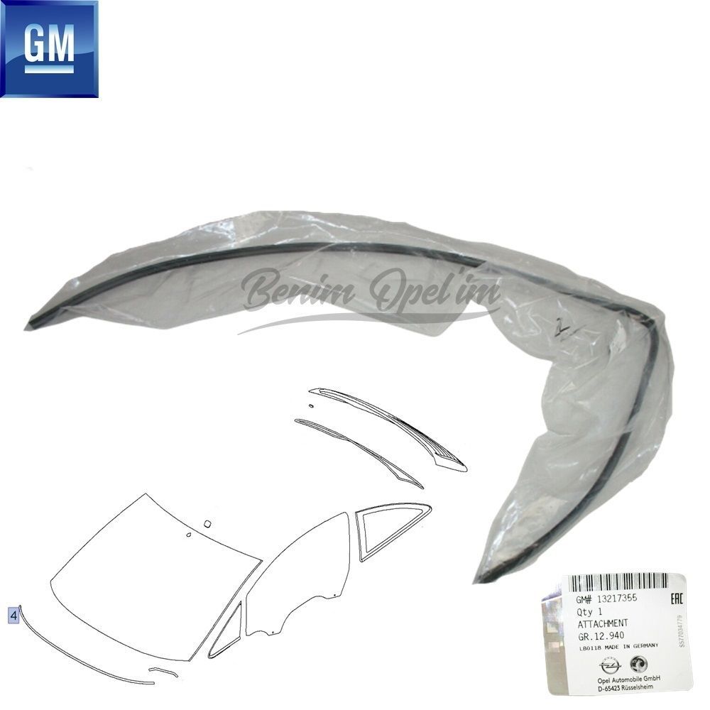 Opel Corsa D, Corsa E Windscreen Bottom Seal GM Original 110221 - 13217355