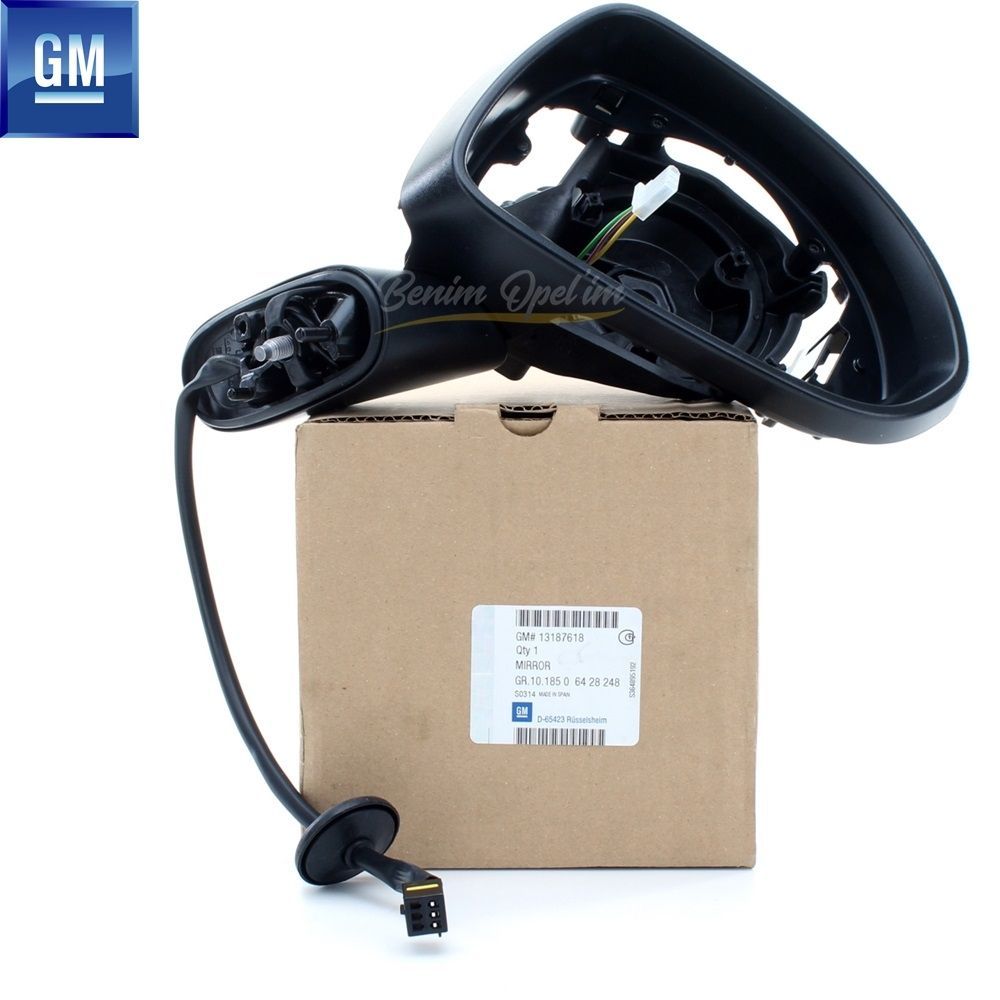 Opel Corsa D, Corsa E Unheated Electric Right Outside Rear View Mirror Housing Black (Ground) GM Genuine 6428248 - 13187618