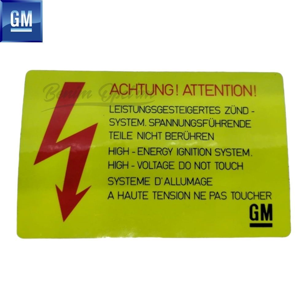 Opel Front Panel Attention High Energy Sticker Phosphorescent Yellow 5.7X8.9Cm (Achtung Attentıon) GM Original 1208753 - 90504316 - 90504316