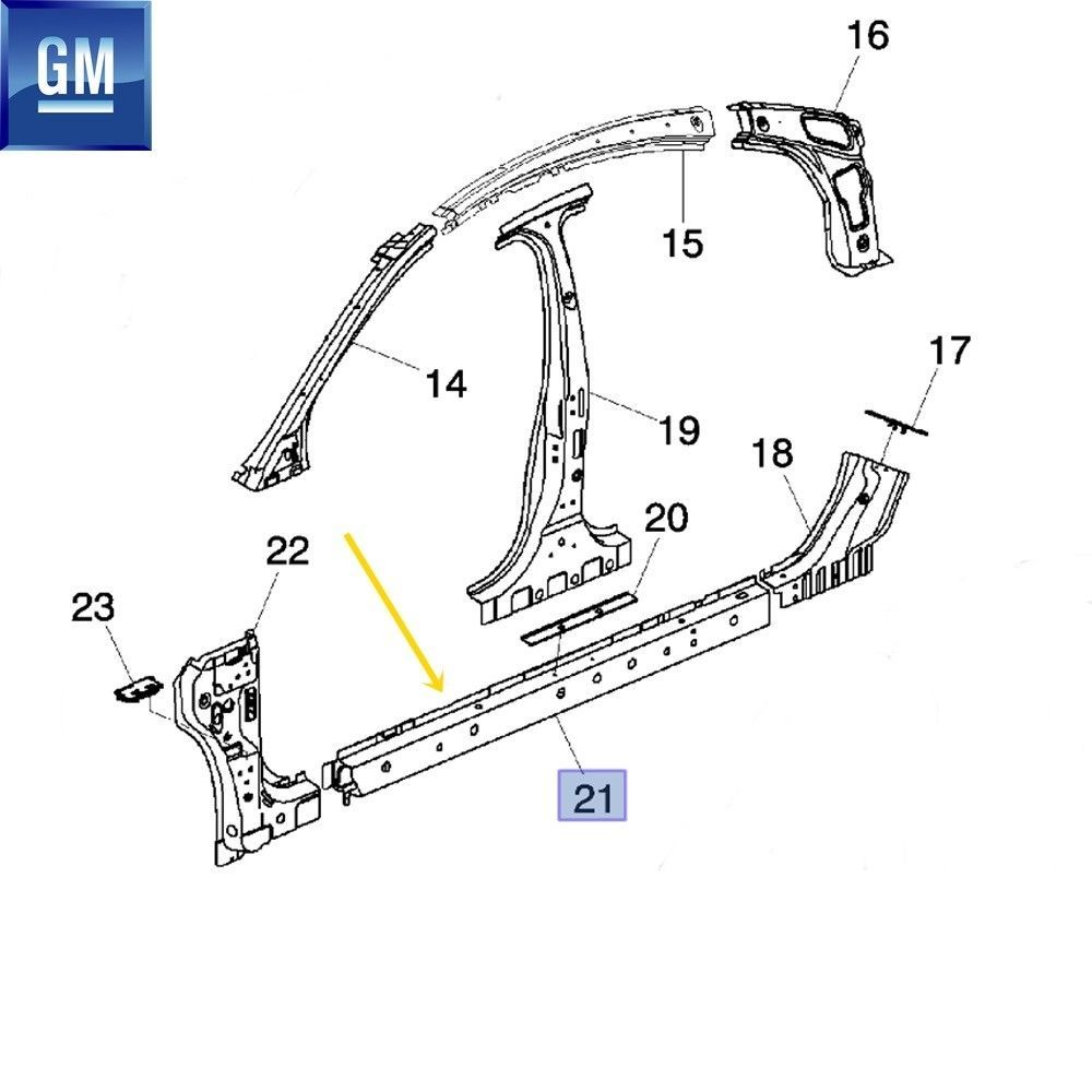 Chevrolet Cruze Left Rocker Inner Plate GM Genuine 95970470