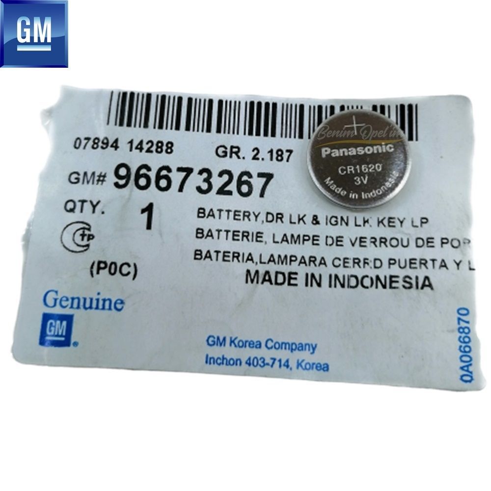 Product Code : 96673267 - Chevrolet Captiva C100, C140 Central Lock Remote Control Battery GM Original 96673267