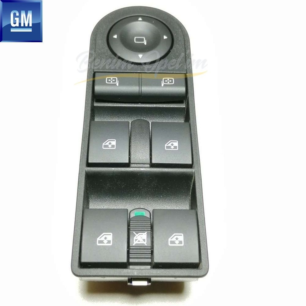 Astra H, Zafira B Outside Rear View Mirror Adjustment And Left Front Quad Window Lift Switch Black (BA) GM Genuine 6240447 - 13215153