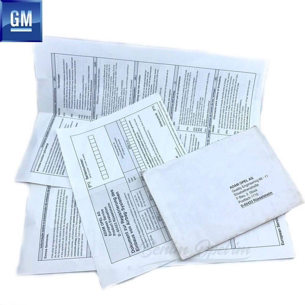 Opel Airbag Control and Information Sheet GM Genuine FS0193