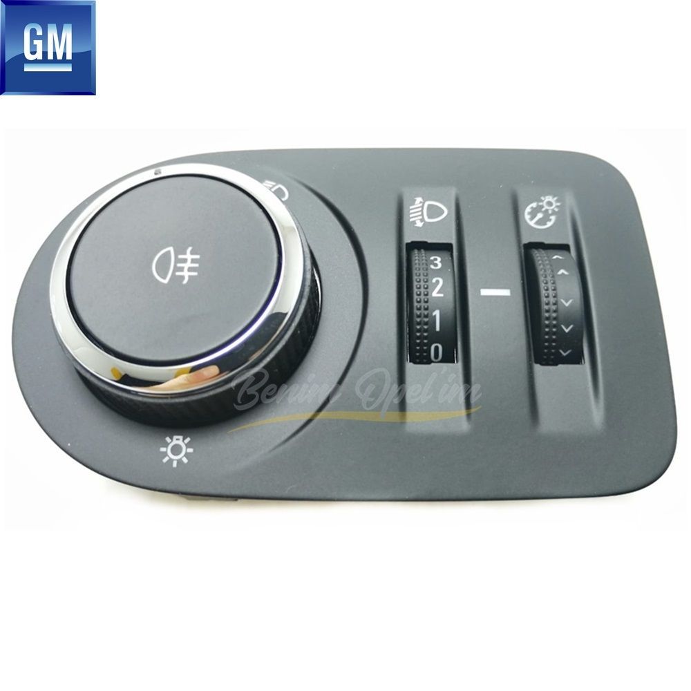 Opel Corsa D Fogless Headlight Switch Nickel Plated Black GM Genuine 1240368 - 13310282