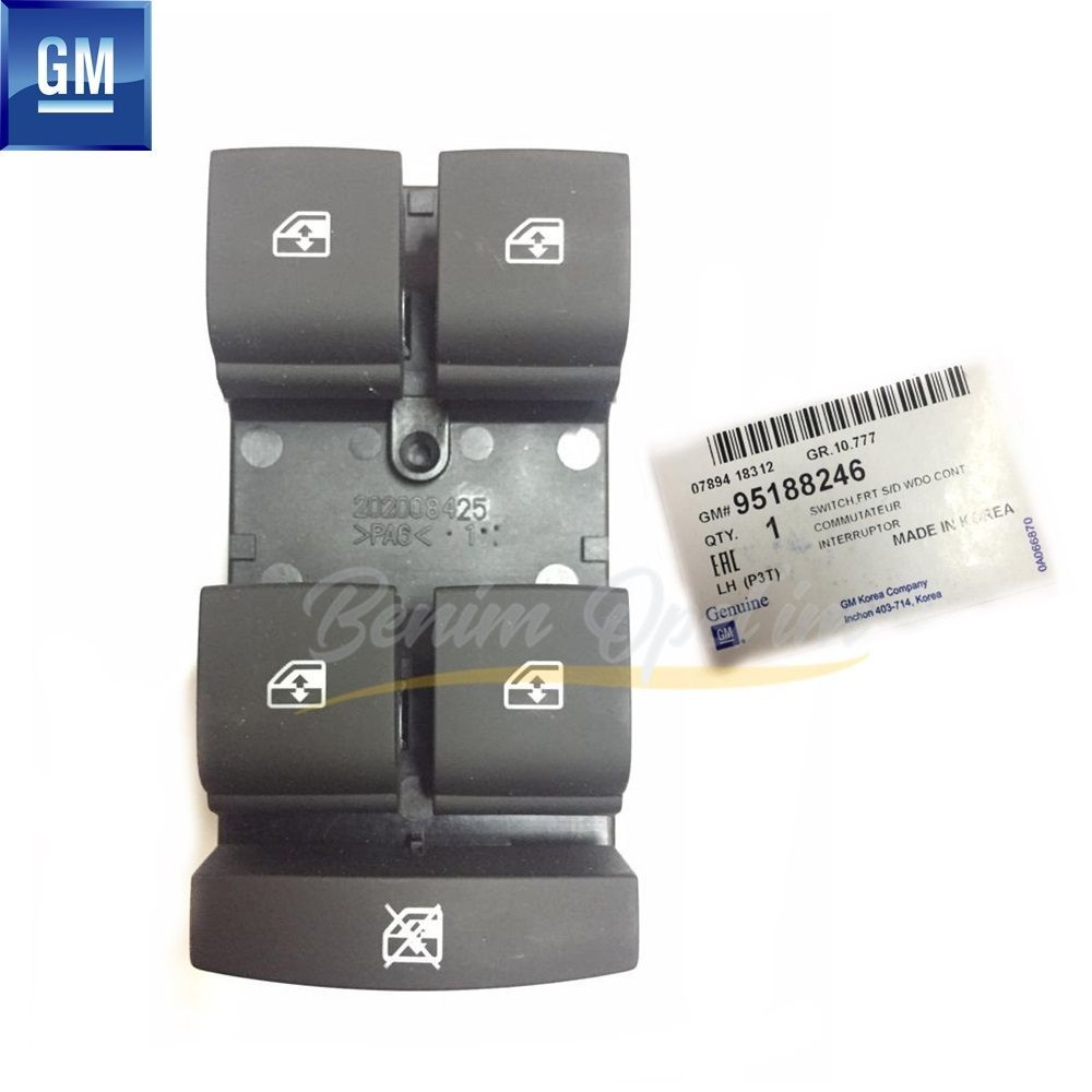 Product Code : 95188246 - Chevrolet Aveo T300 Left Front Quad Window Lift Button Black GM Genuine 95188246