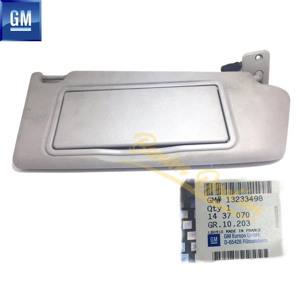 Opel Astra H Sun Visor With Right Light And Mirror Grey Mirror Cracked Damaged GM Genuine 1437070 - 13233498 - 13233498