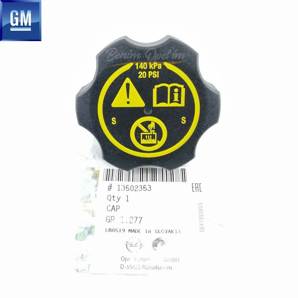 Product Code : 1305248 - Radiator Replacement Water Tank Cap Aveo, Cruze, Spark, Trax, Astra J K, Corsa D E, Insignia A B, Meriva B, Mokka, Zafira C GM Original 1305248 - 13502353