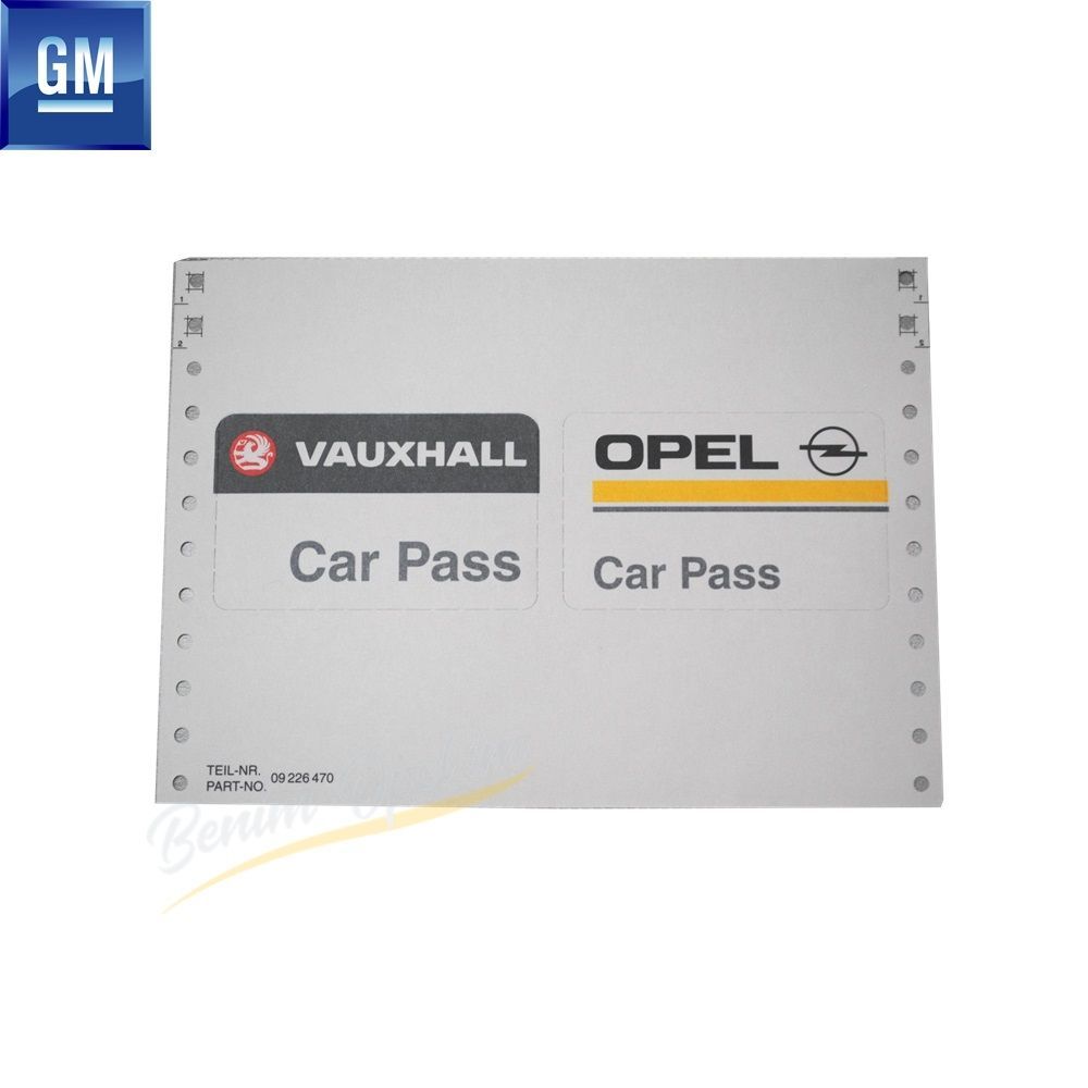 Wauxhall And Opel Information Card GM Genuine 139804 - 9226470