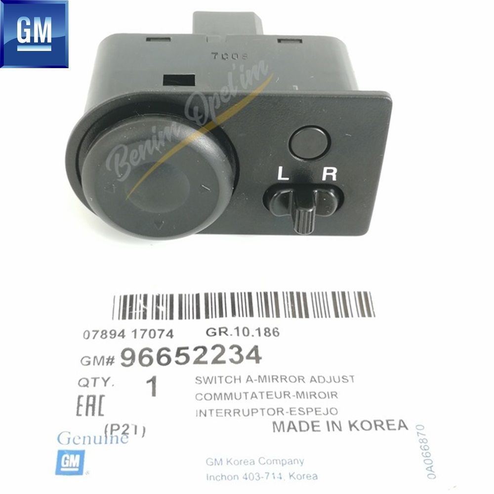 Product Code : 96652234 - Outside Rear View Mirror Adjustment Knob Black GM Genuine 96652234