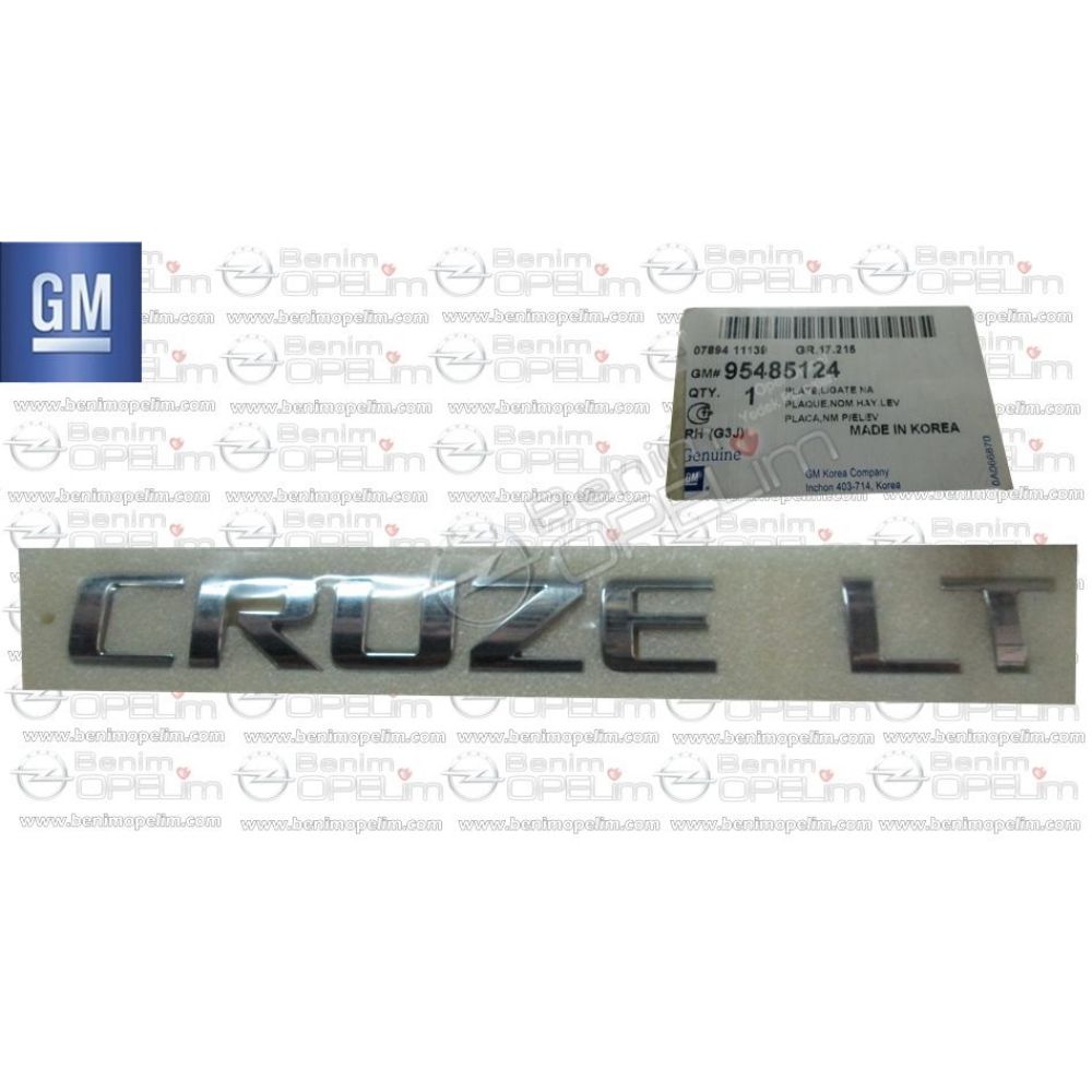 Product Code : 95485124 - Chevrolet Cruze Hatchback Cruze Lt Lettering GM Genuine 95485124