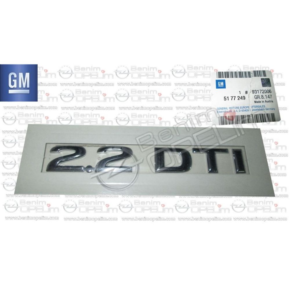 Opel Vectra C 2.2 DTI Lettering GM Genuine 5177249 - 93172006