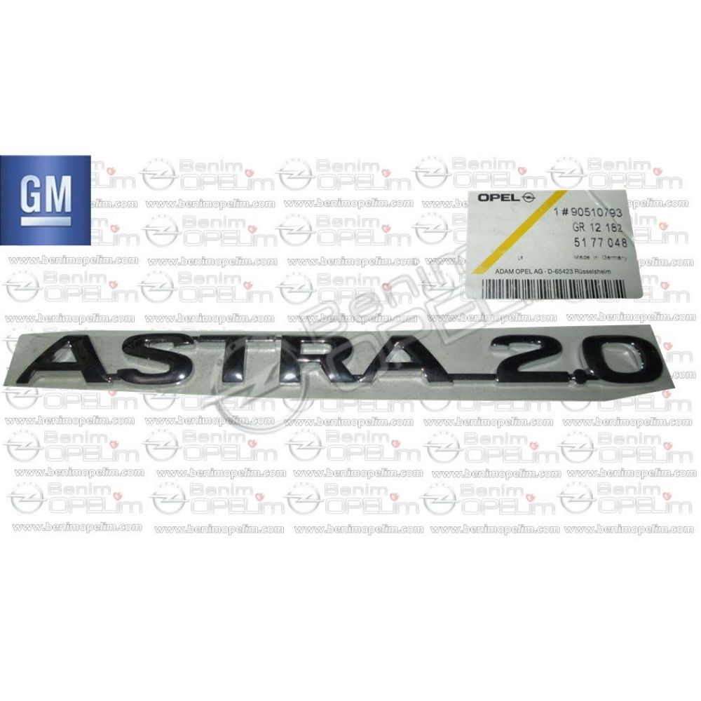 Opel Astra F, Astra G Rear Boot Astra 2.0 Lettering GM Genuine 5177048 - 90510793