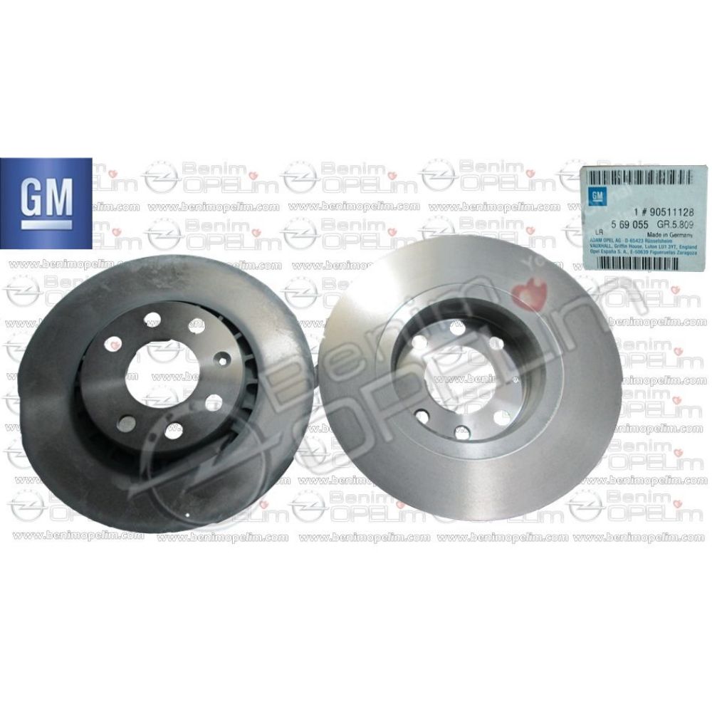 Front Brake Disc Opel Astra F, Corsa B, Tigra A, Vectra A 1.6/1.8 GM Genuine 569055 - 90511128