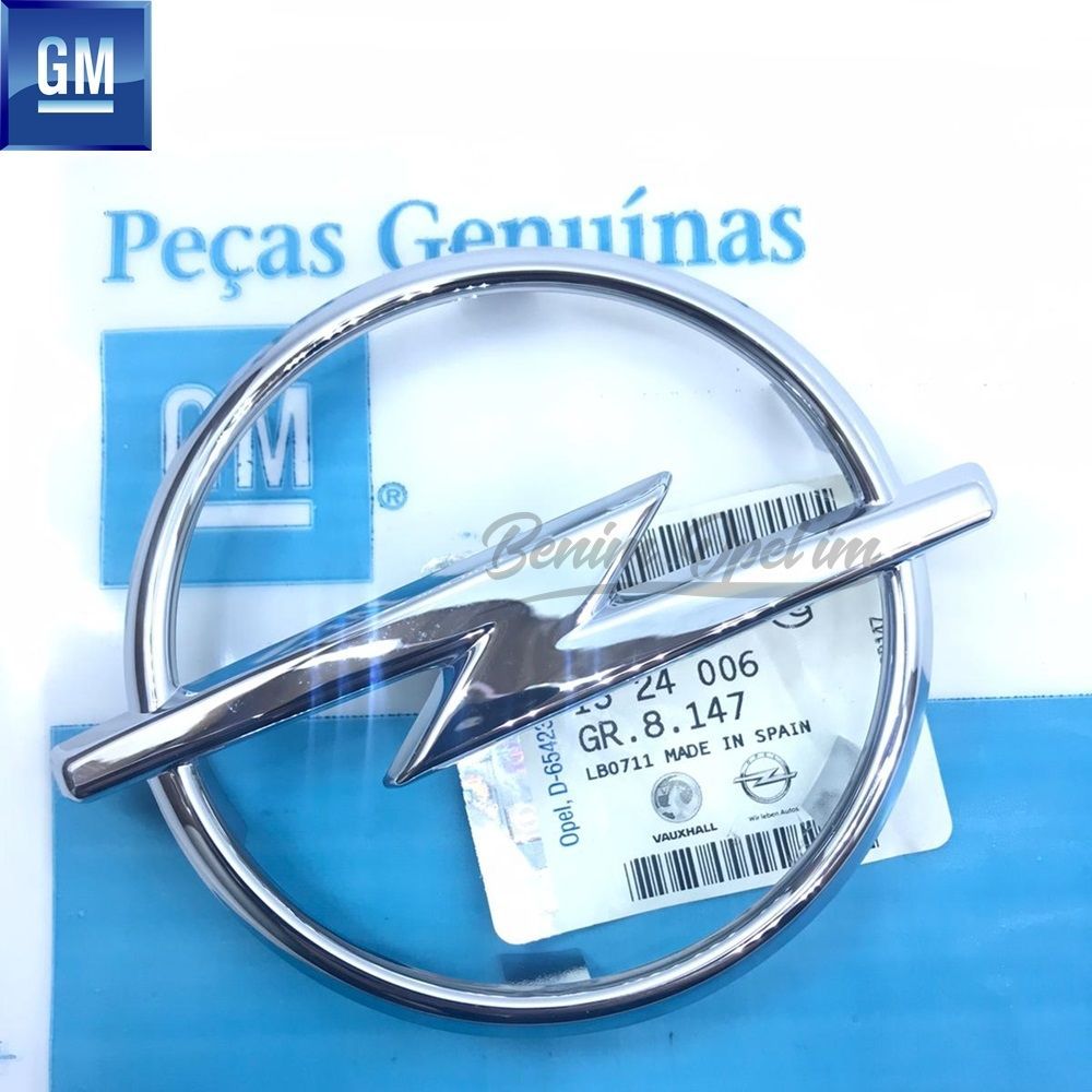 Opel Vectra B Front Louvre Opel Emblem Chrome (Coat of Arms) GM Genuine 1324006 - 90506022