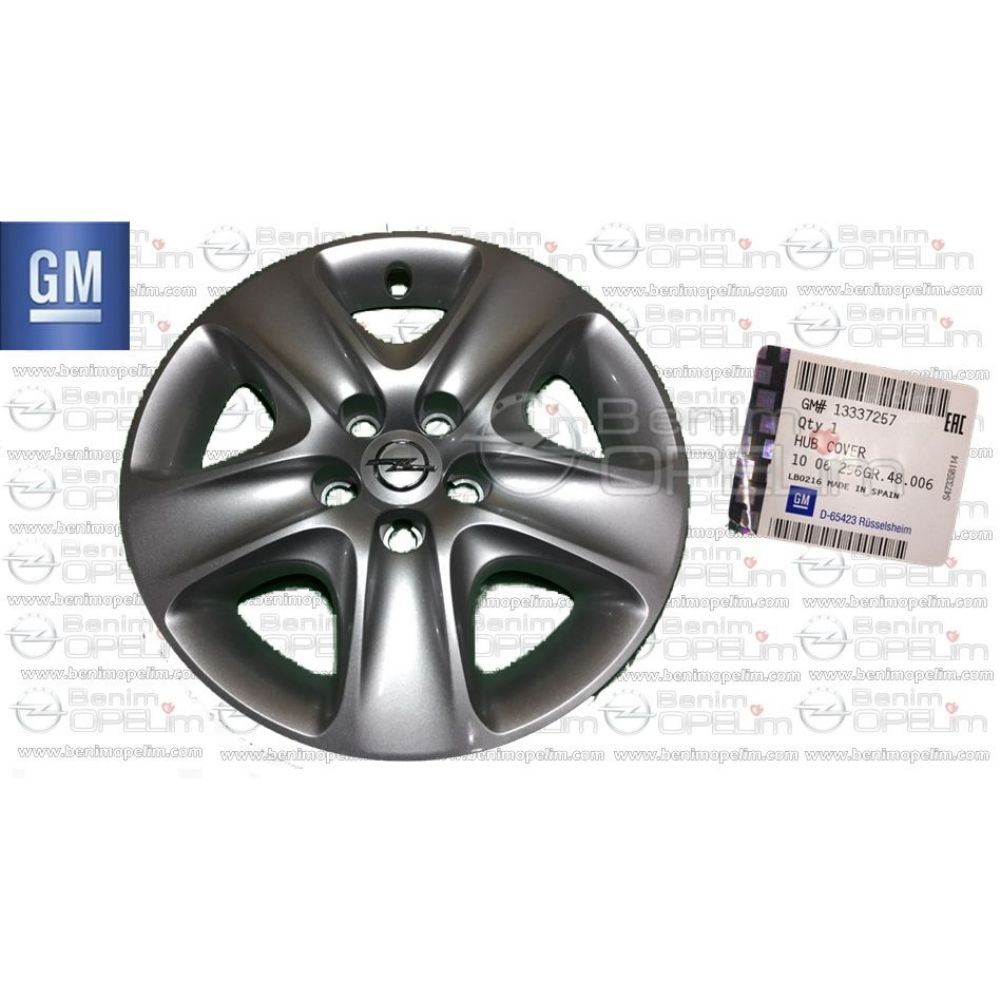 Wheel Cover 16 Inch Silver Grey Opel Astra H, Meriva B, Zafira B (1 Piece Price) GM Genuine 1006296 - 13337257