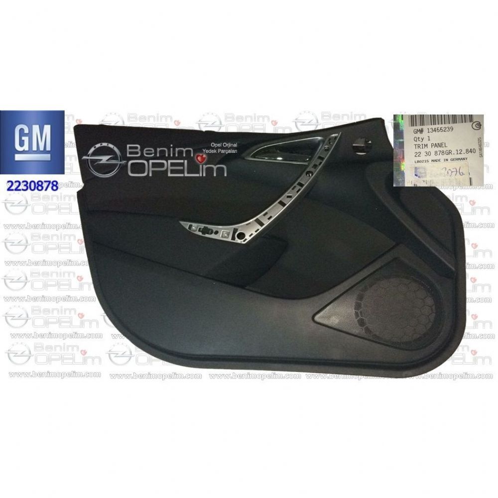 Opel Astra J Complete Left Front Door Trim Piano Black Detailed GM Original 2230878 - 13455239