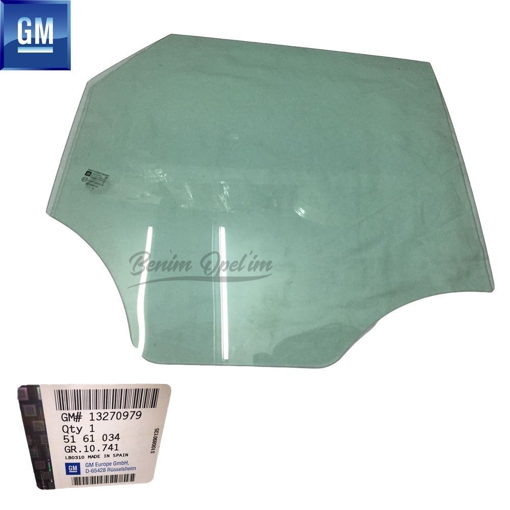 Opel Meriva B Right Rear Door Glass Green GM Genuine 5161034 - 13270979