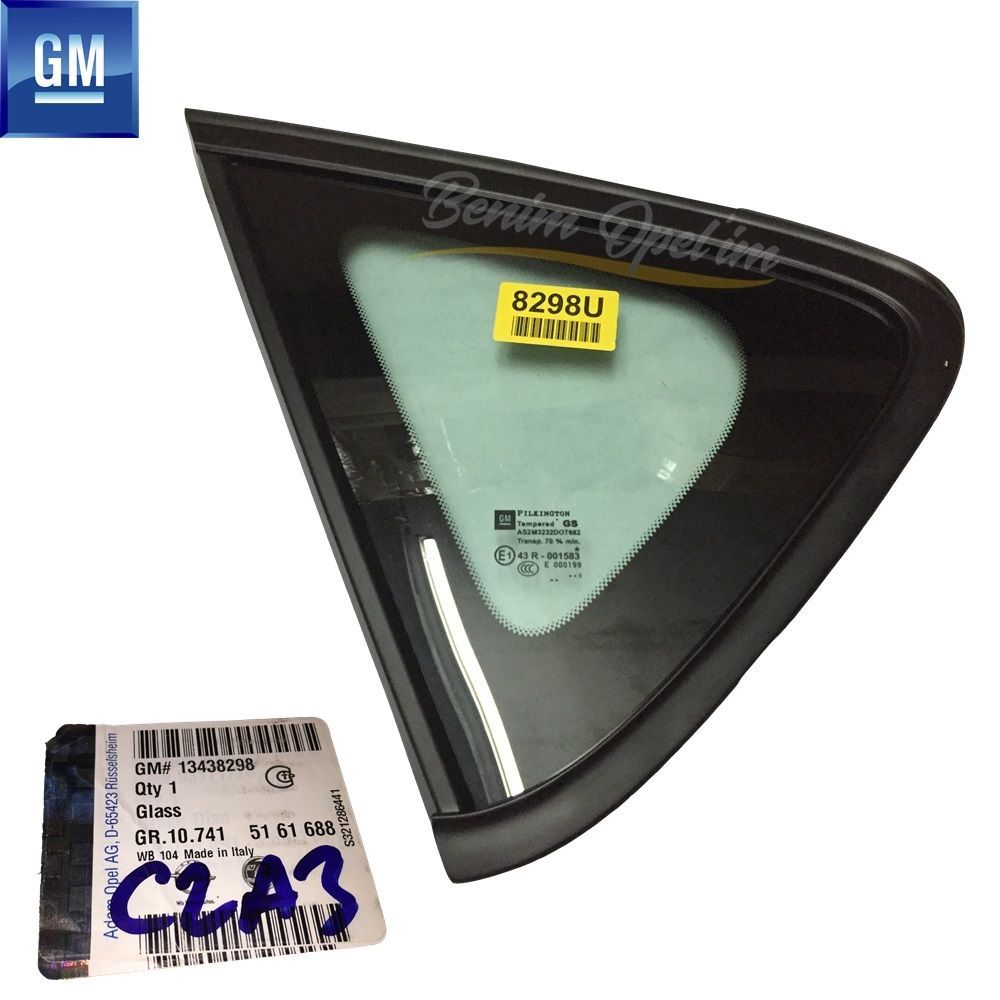 Product Code : 5161688 - Opel Astra J Left Rear Fixed Corner Glass with Black Frame Green GM Genuine 5161688 - 13438298