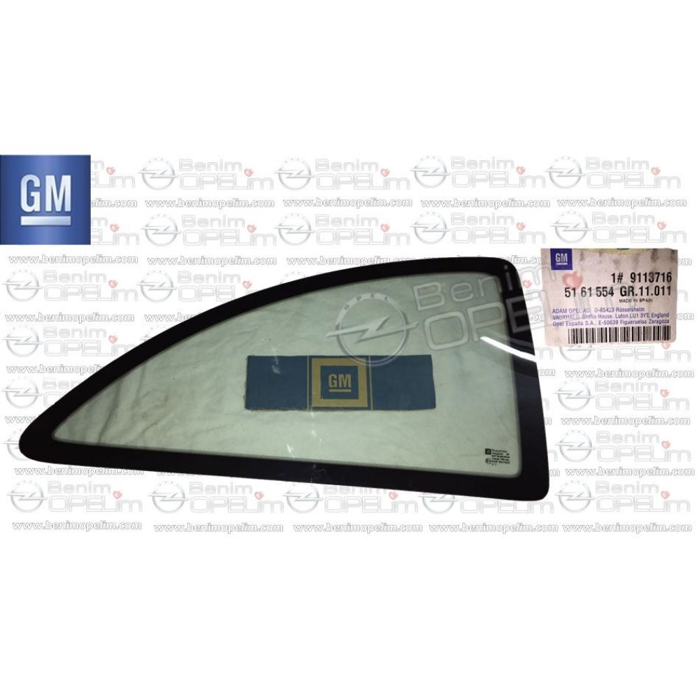 Product Code : 5161554 - Opel Corsa C Right Rear Fixed Corner Glass GM Original 5161554 - 9113716